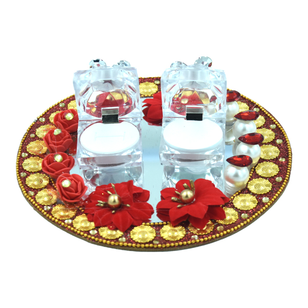 Buy Creative Handicraft- Engagement Ring Platter,Ring Ceremony,Ring Tray, Ring  Platter,Rakhi Plate,New Designs of Ring Plate (Round Platter),Ring Ceremony,Ring  Plate with Flowers Online at Low Prices in India - Amazon.in